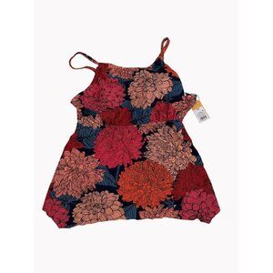 Kona Sol Womens 20W Floral Print Swimsuit Dress Padded Cups Adjustable Straps